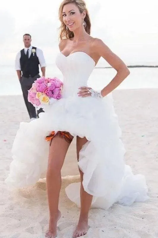 Strapless High Low Bridal Dresses for Beach Weddings