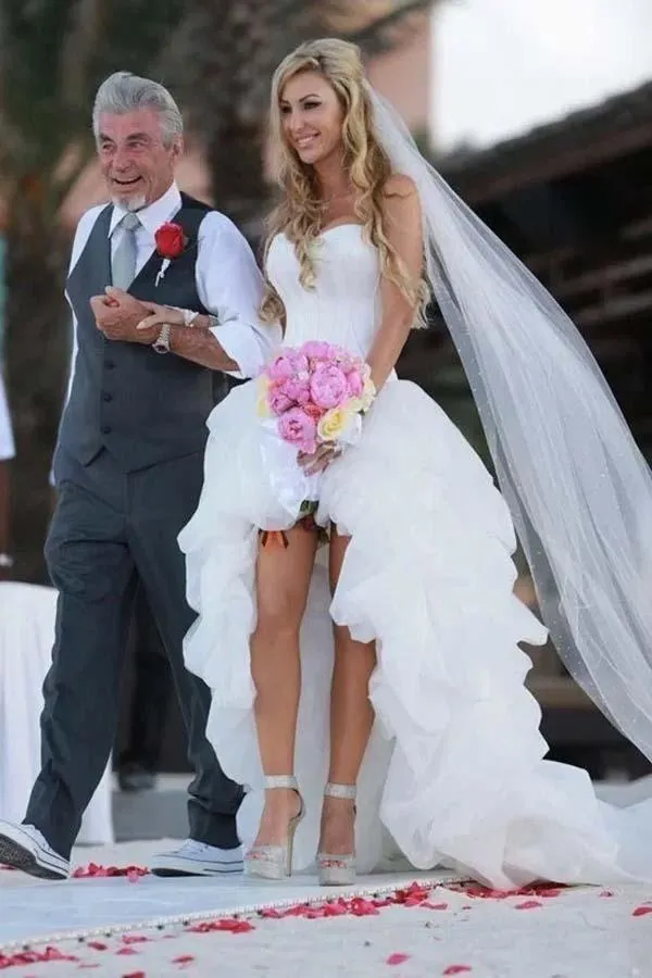 Strapless High Low Bridal Dresses for Beach Weddings
