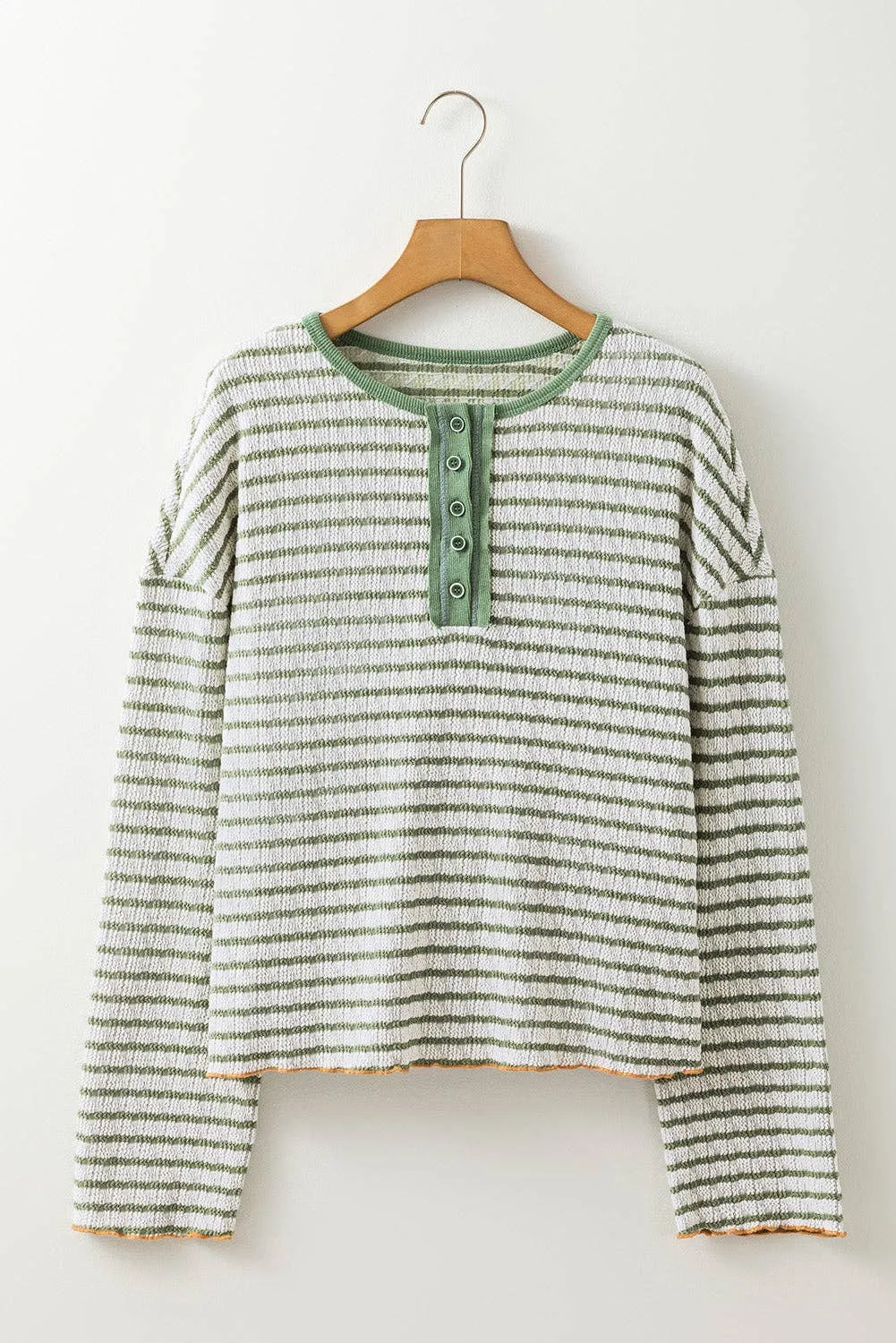 Stripe Textured Henley Top