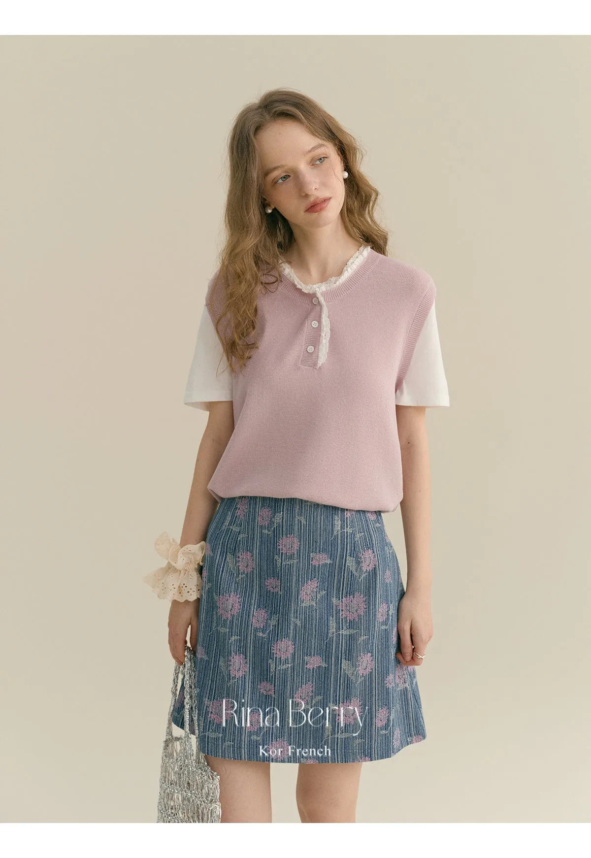 Striped Floral A-Line Mini Skirt
