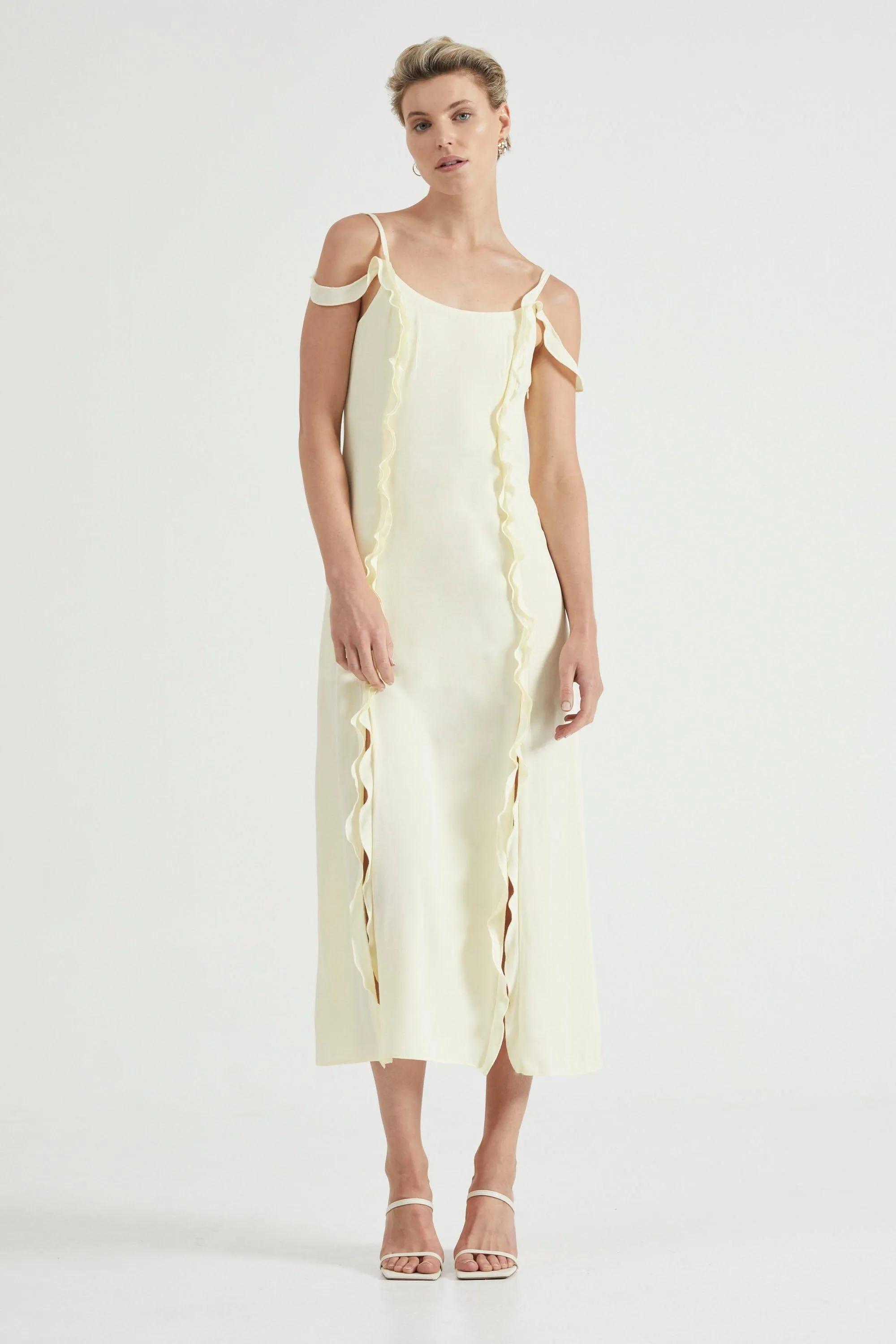 STROKE FRILL SLIP DRESS | LIMONCELLO