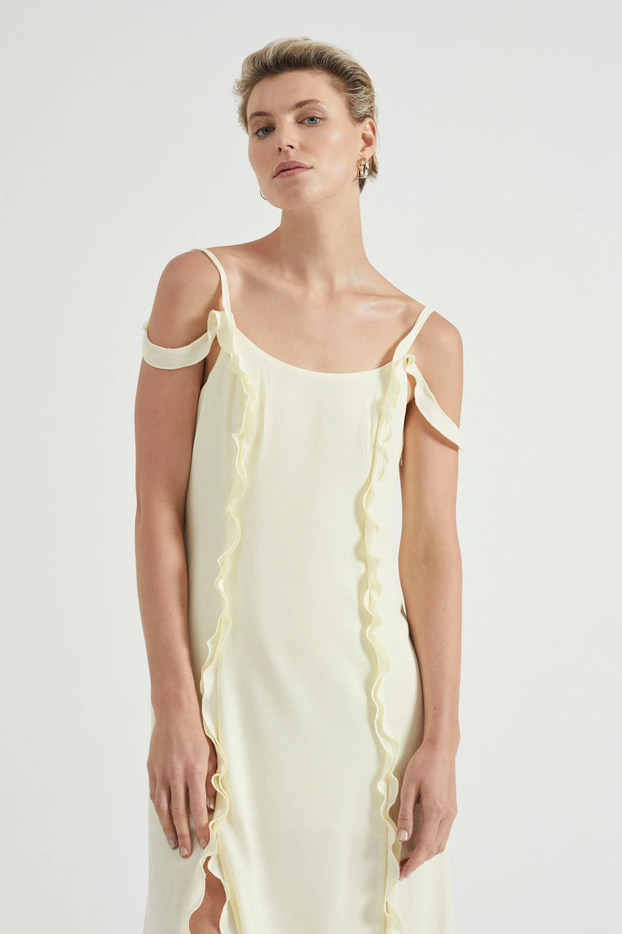 STROKE FRILL SLIP DRESS | LIMONCELLO