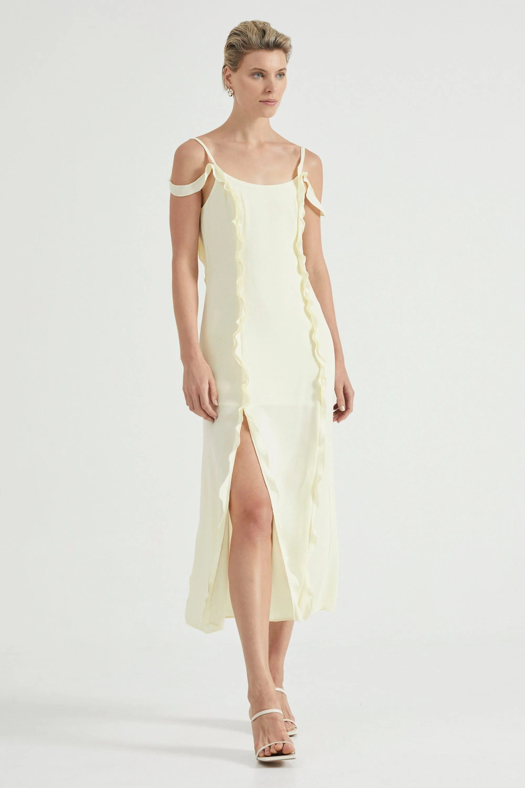STROKE FRILL SLIP DRESS | LIMONCELLO