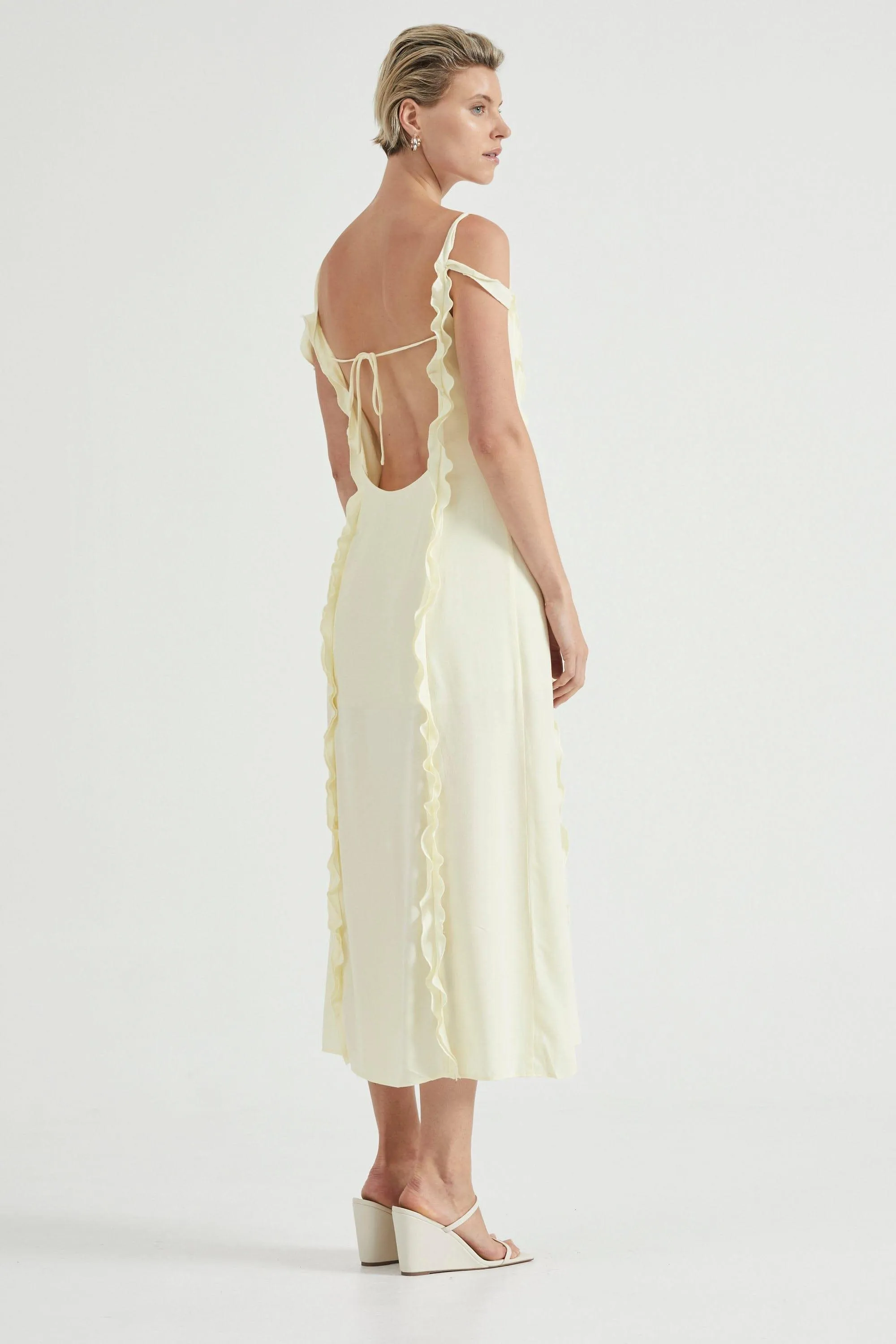 STROKE FRILL SLIP DRESS | LIMONCELLO