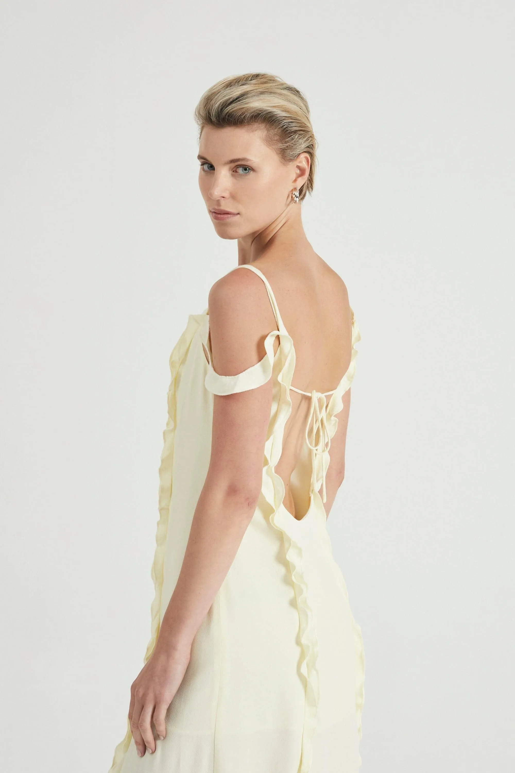 STROKE FRILL SLIP DRESS | LIMONCELLO