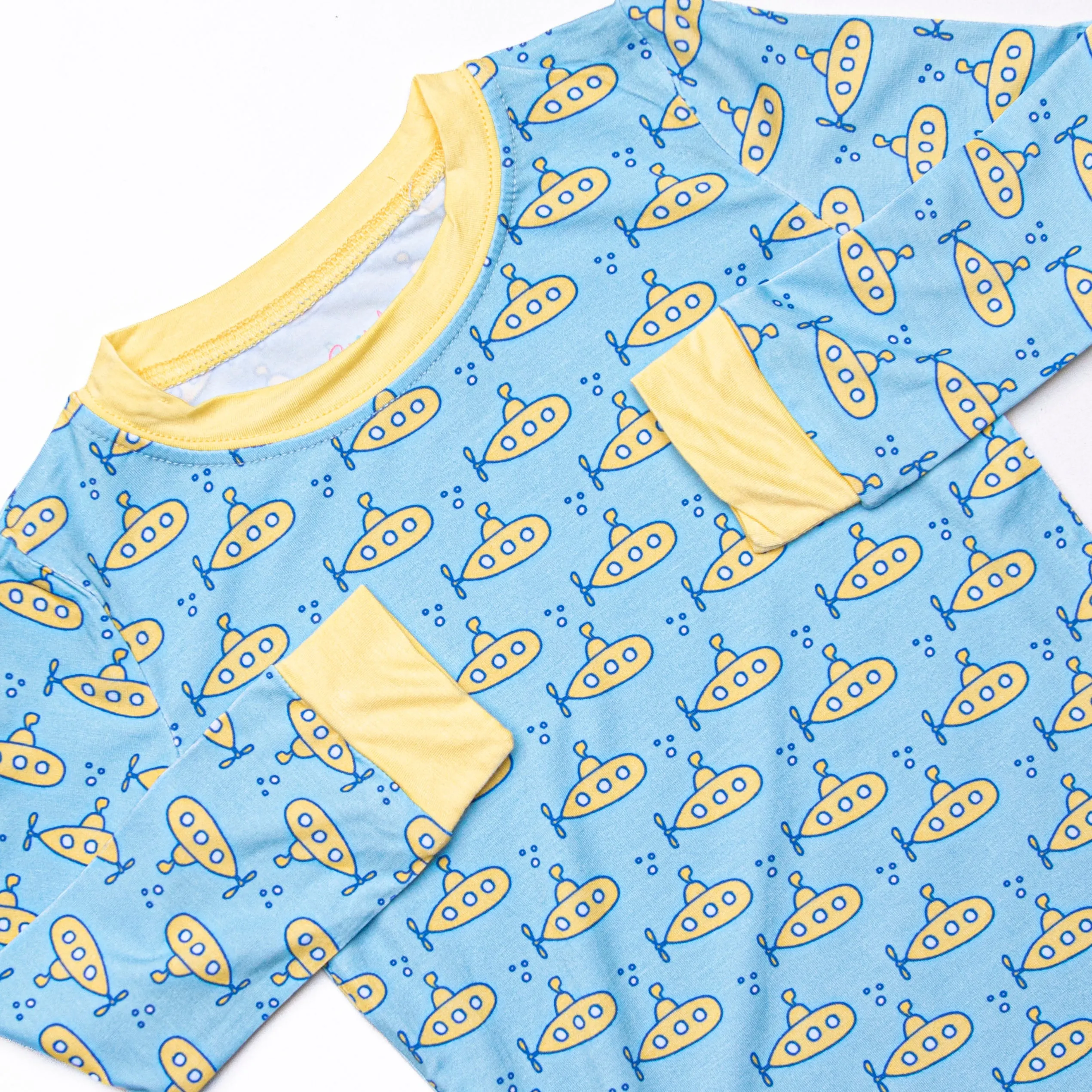 Submarine Sailor Bamboo Pajama Set, Blue