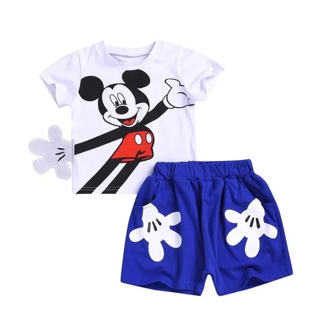 Summer Baby Boy Clothing Cotton Girls Clothing Set Mickey Sports Unisex Baby Clothes Roupas Bebe Cartoon Designer Kids Outfits