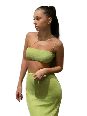 Summer Beach Mesh Two Piece Dresses Set
