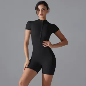 Summer Zipper Shorts Jumpsuit