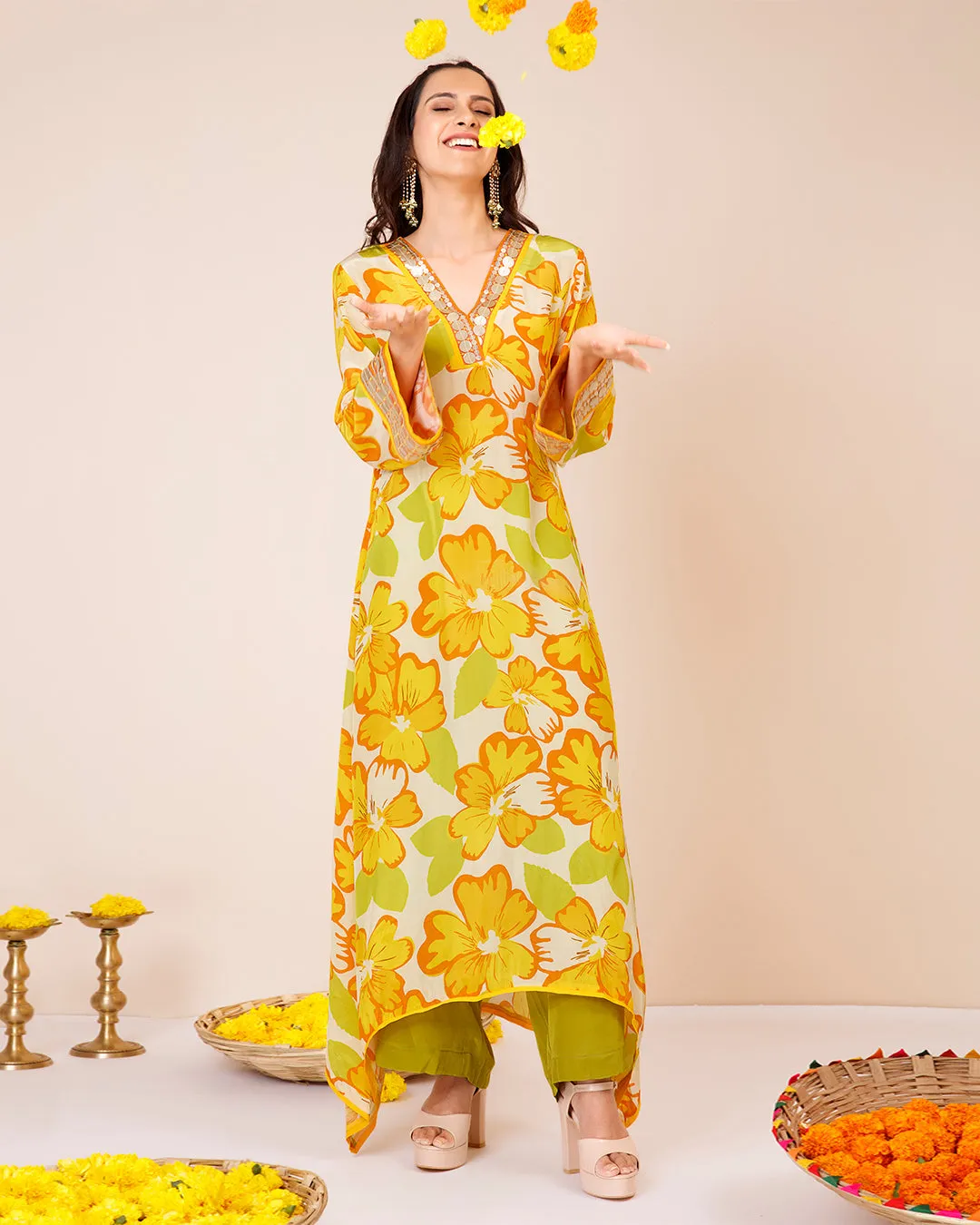 Sunflower Asymetrical tunic with pants