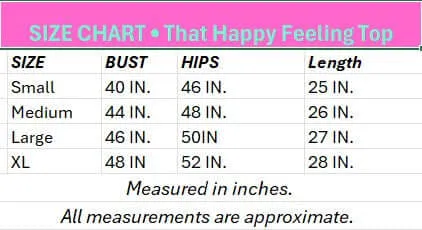THAT HAPPY FEELING TOP - Andree' (2 colors)