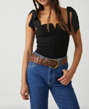 Tie Shoulder Square Neck Bodysuit