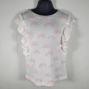 Toddler Girls Sleeveless T Shirt with Ruffles and Rainbow Print by Grayson Mini
