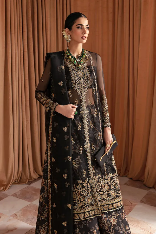Traditional Gold Embroidered Pakistani Wedding Dress Black Gown Gharara