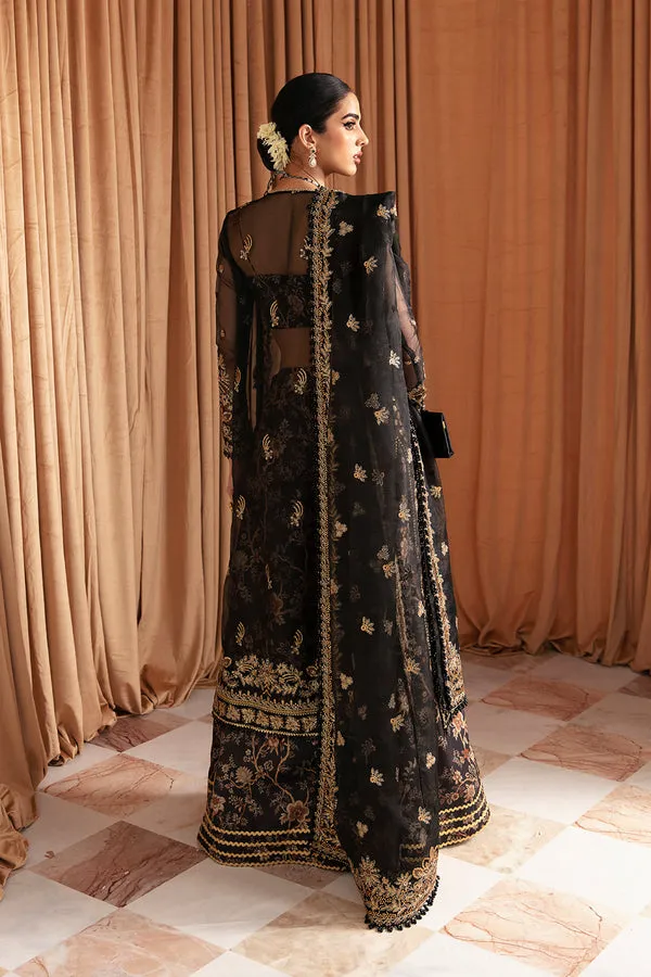 Traditional Gold Embroidered Pakistani Wedding Dress Black Gown Gharara