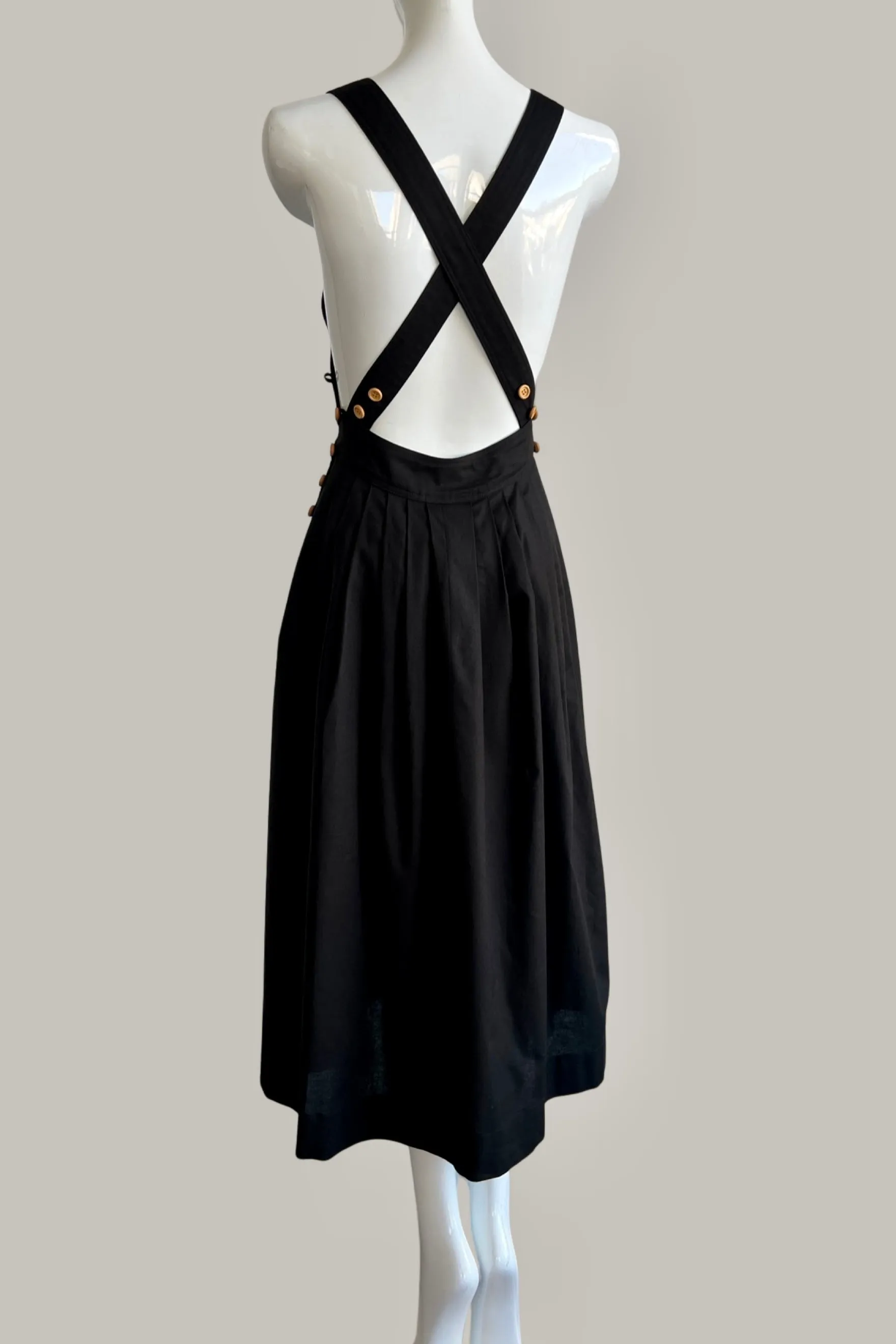 Traveling Pinafore Black Coal Cotton {Made to Order}