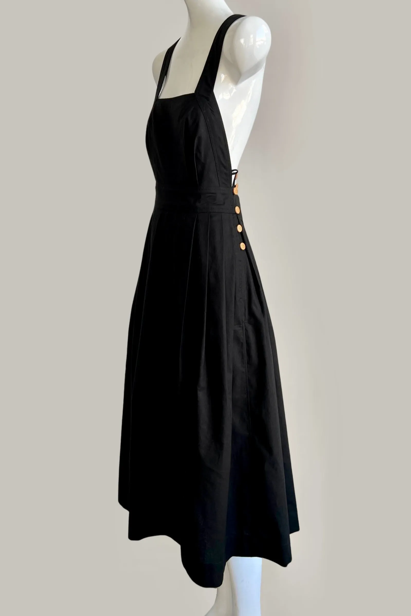 Traveling Pinafore Black Coal Cotton {Made to Order}