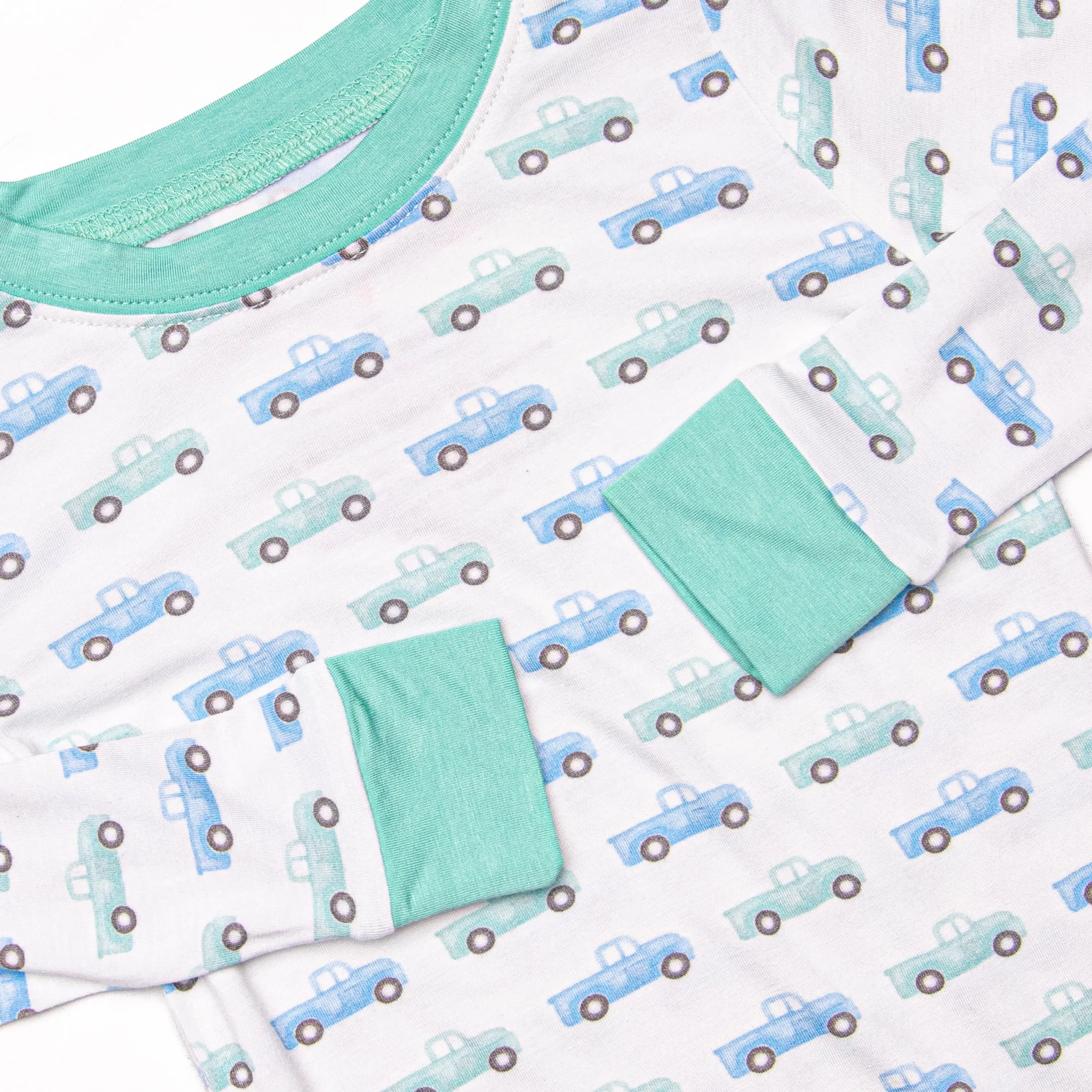 Truck Stop Bamboo Pajama Set, Green
