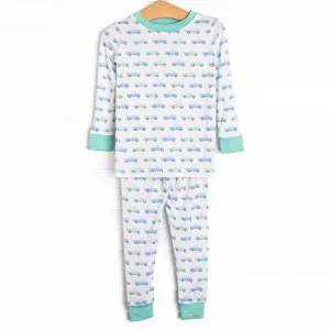 Truck Stop Bamboo Pajama Set, Green