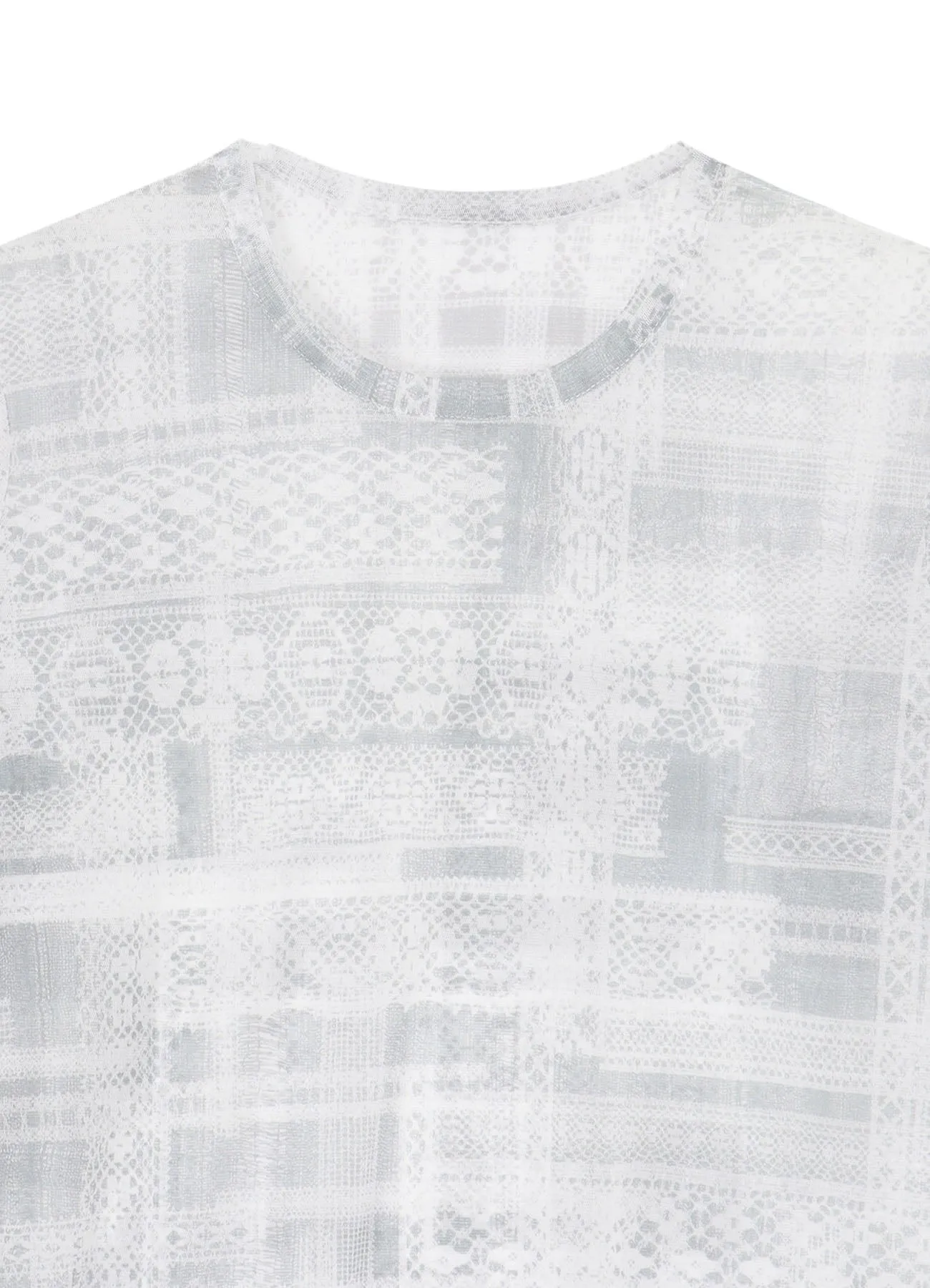 TULLE LACE PRINT LONG SLEEVE T