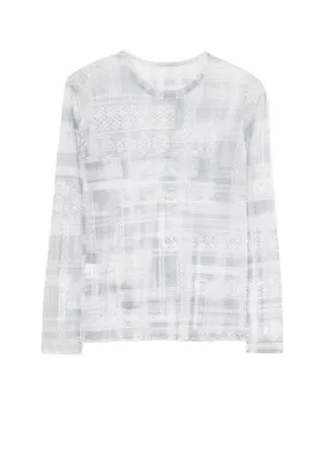 TULLE LACE PRINT LONG SLEEVE T