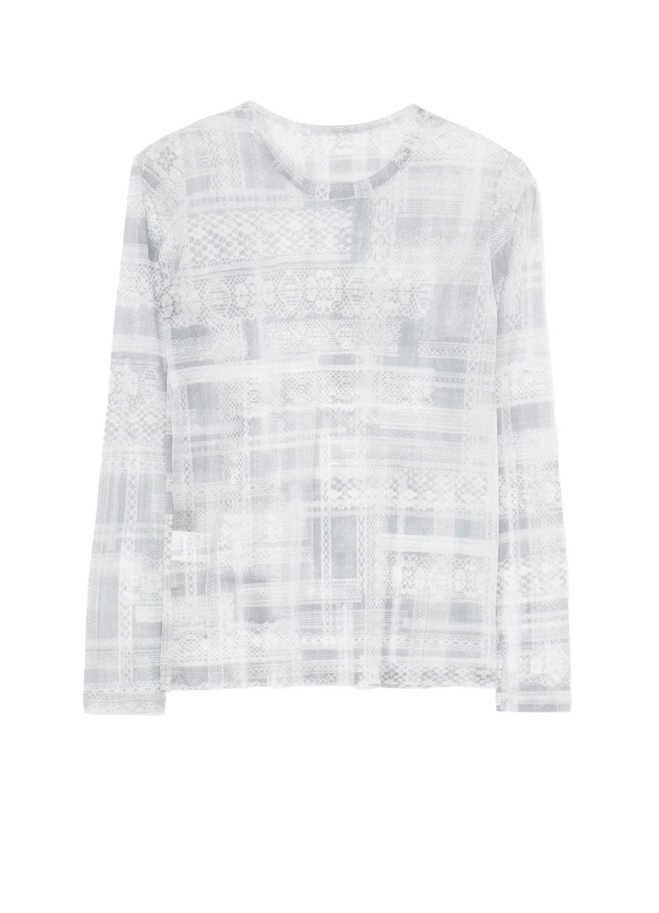 TULLE LACE PRINT LONG SLEEVE T