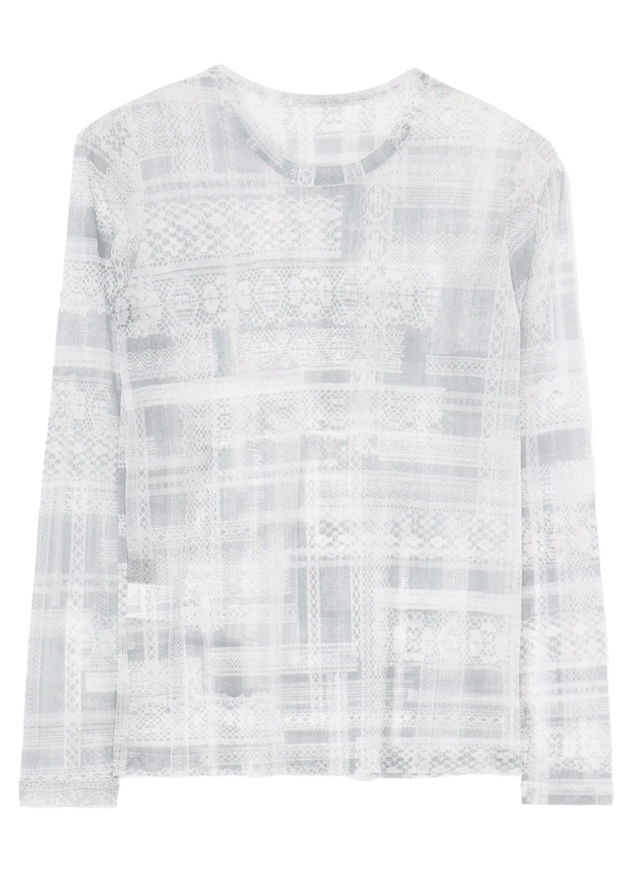 TULLE LACE PRINT LONG SLEEVE T