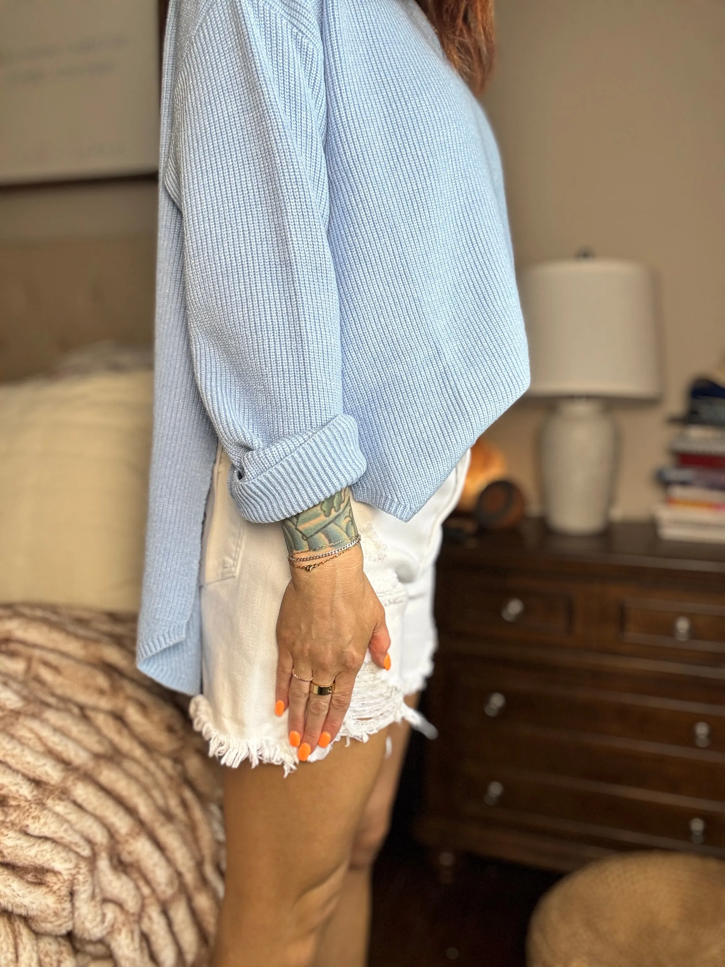 Tummy control denim shorts
