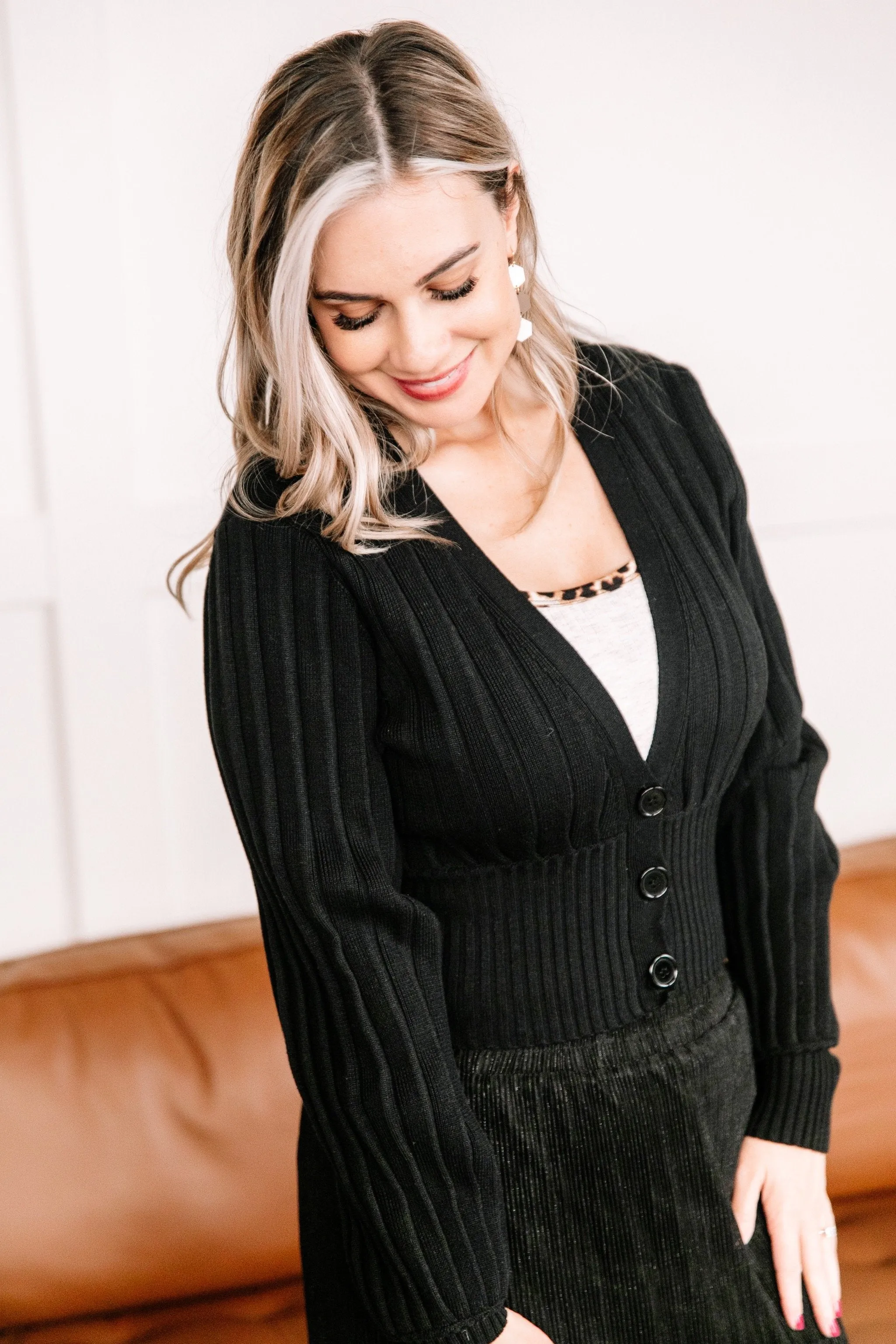 Turn Back Time Cardigan In Black