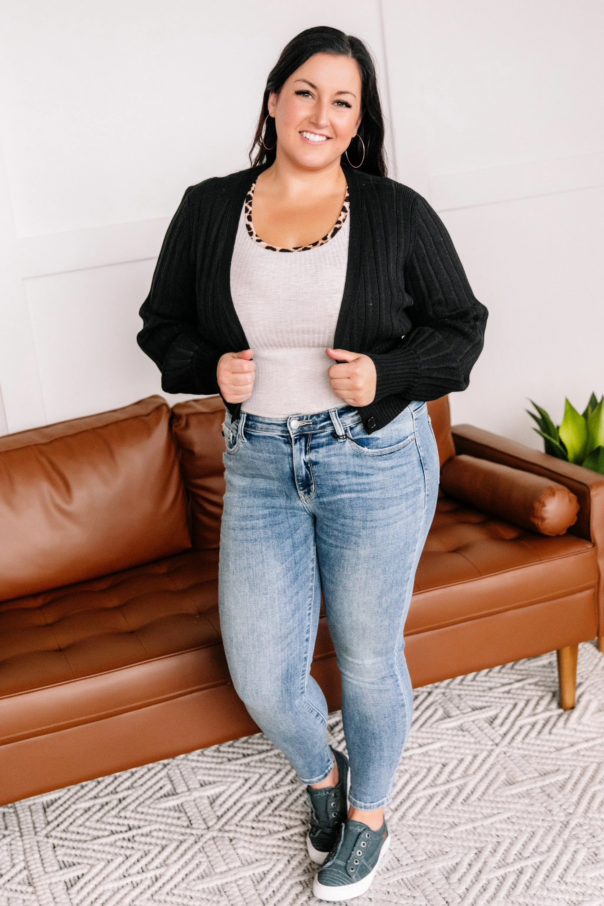Turn Back Time Cardigan In Black
