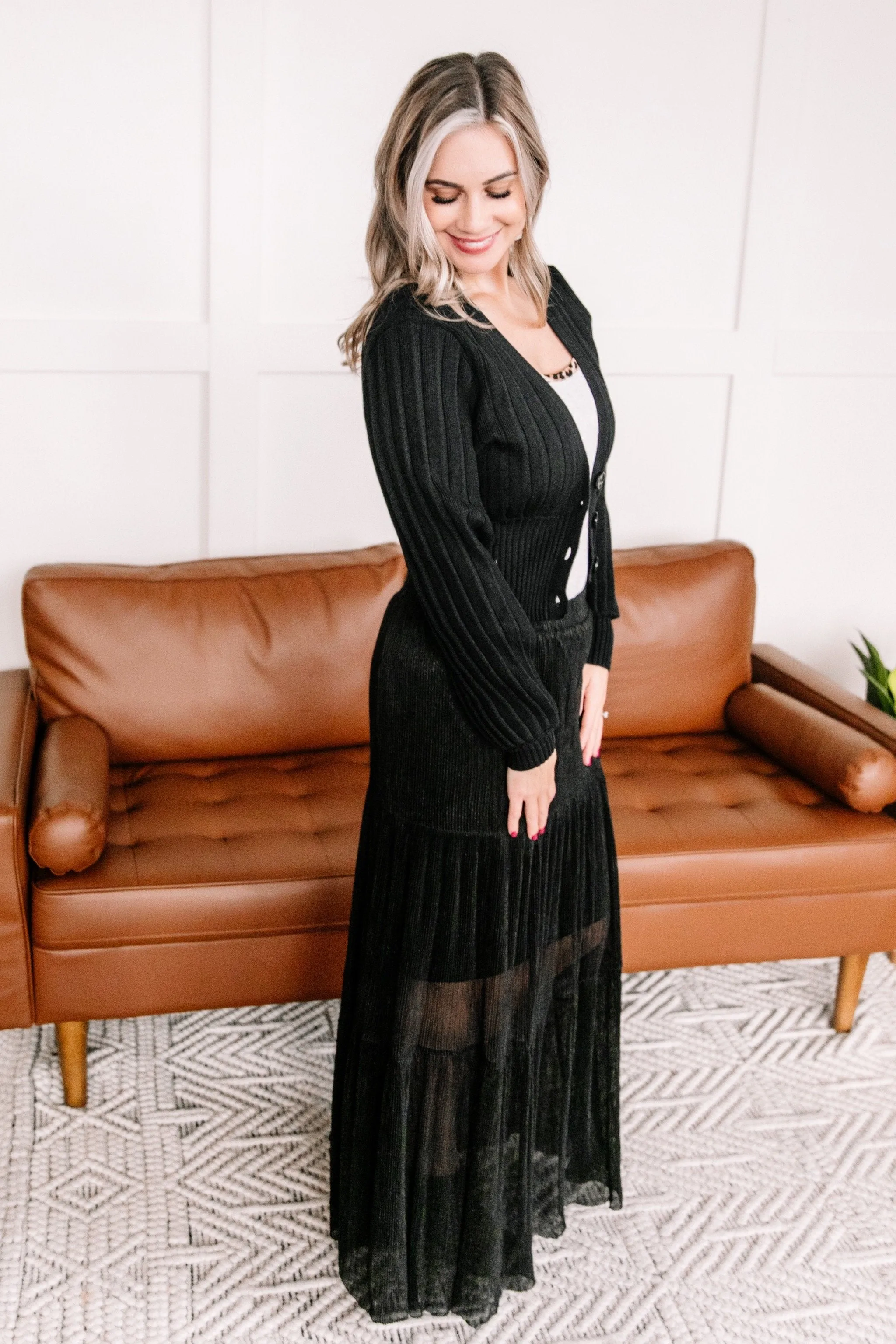 Turn Back Time Cardigan In Black