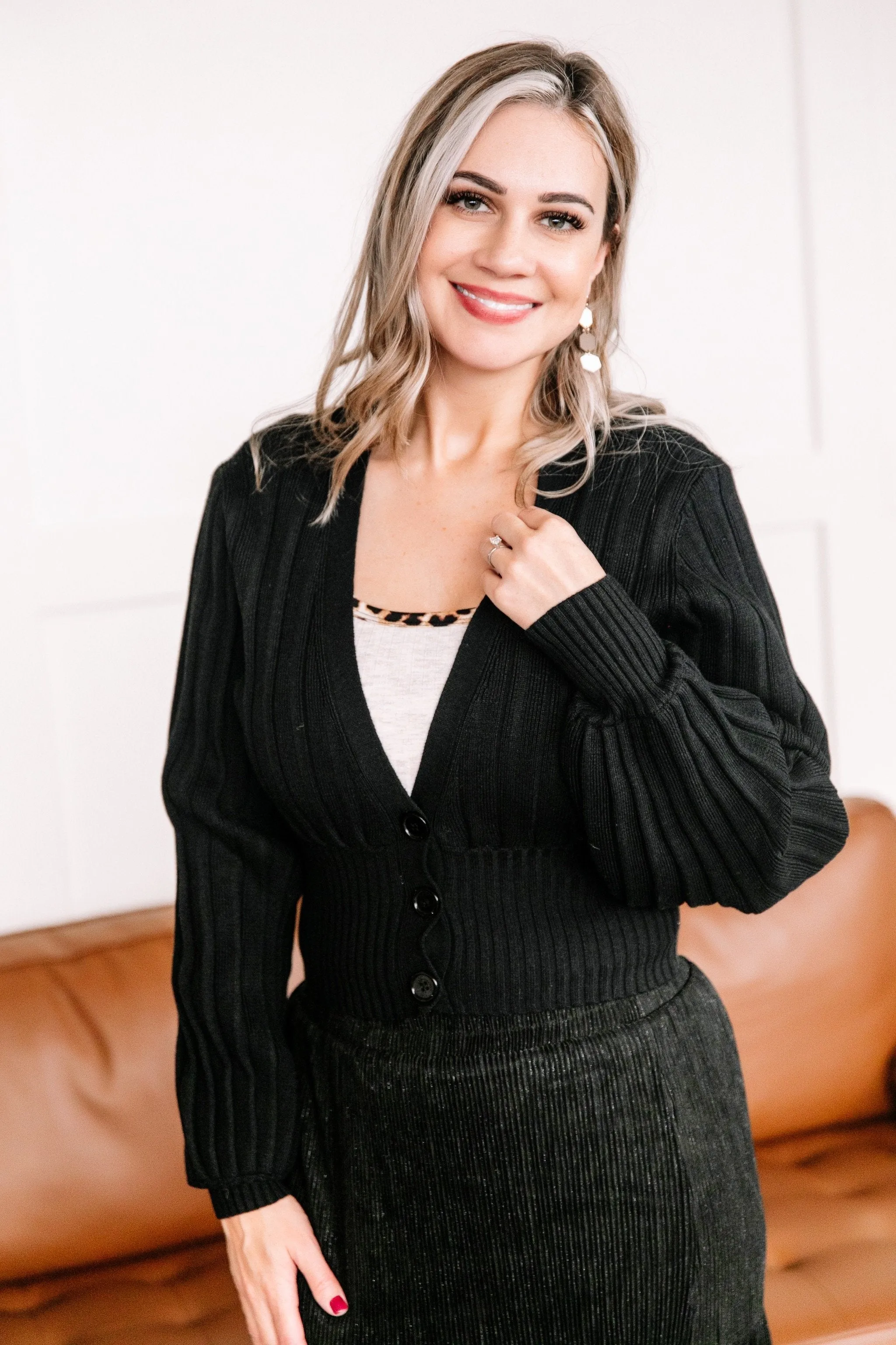 Turn Back Time Cardigan In Black