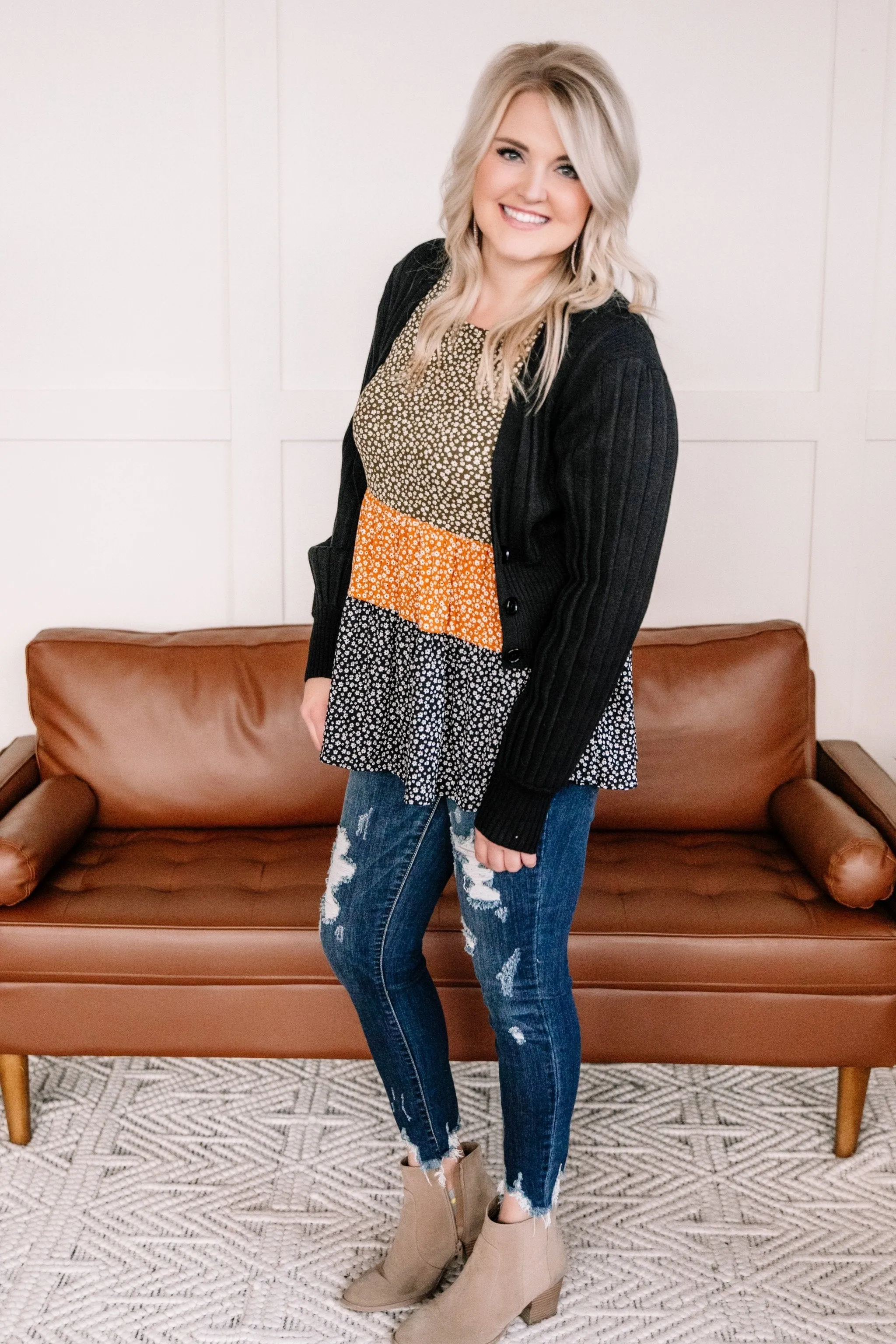 Turn Back Time Cardigan In Black