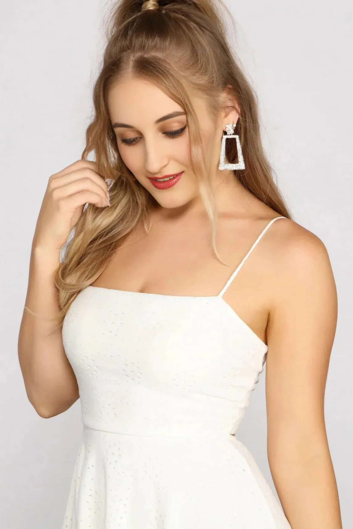Twirl And Stun Eyelet Skater Dress