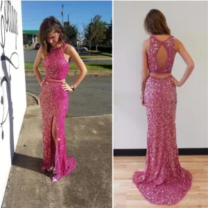 Two Pieces Prom Dresses,Sparkle Prom Dresses,Side Slit Prom Dresses,Open Back Prom Dresses,Party Dresses ,Cocktail Prom Dresses ,Evening Dresses,Long Prom Dress,Prom Dresses Online,PD0180