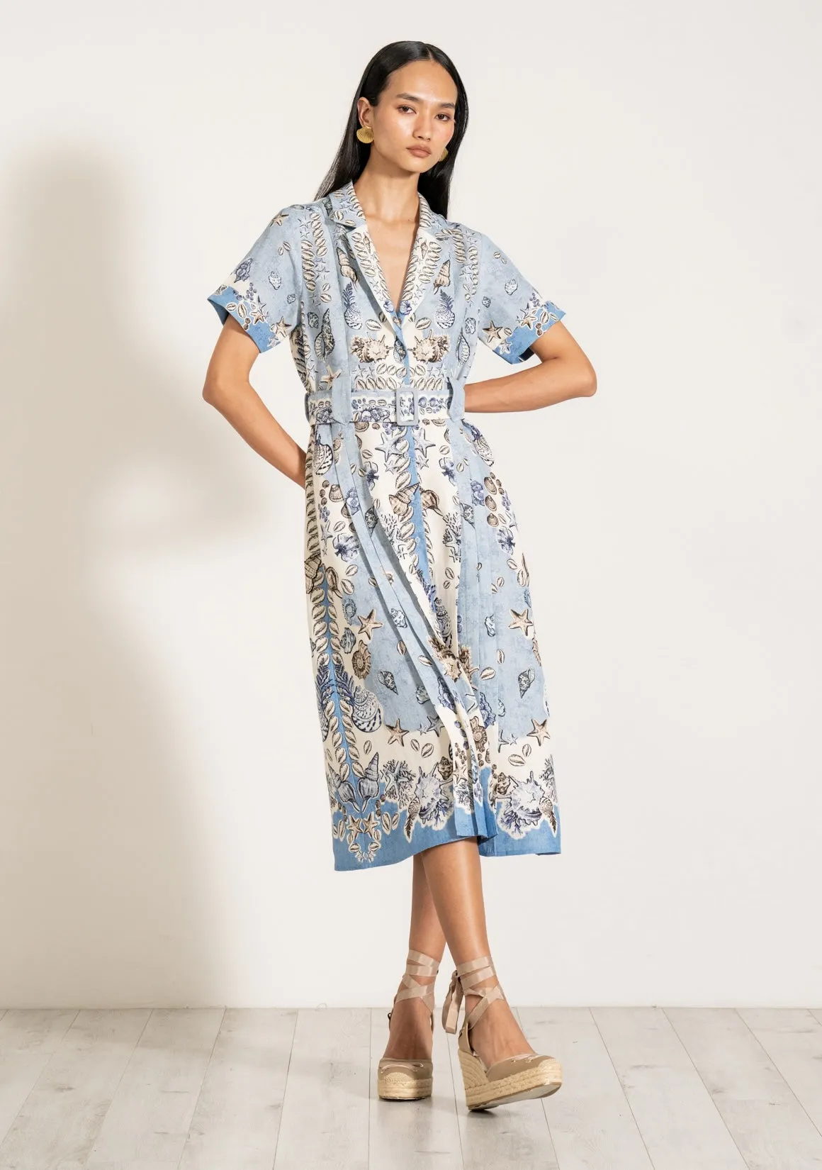 Vega sky blue midi shirt dress