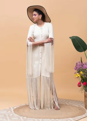 Vivid ivory fringe dress