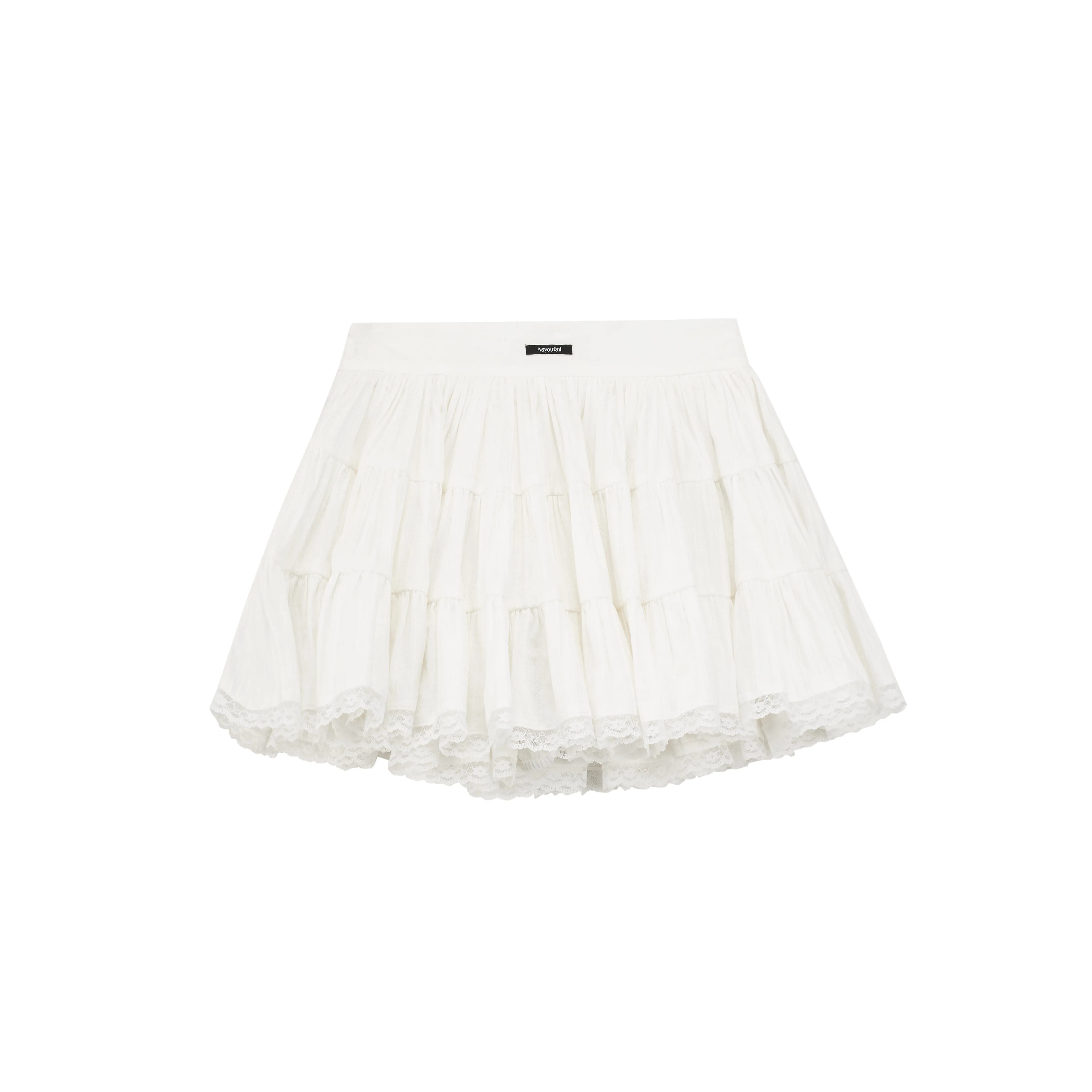 Voluminous Mini Skirt With Lace Trim