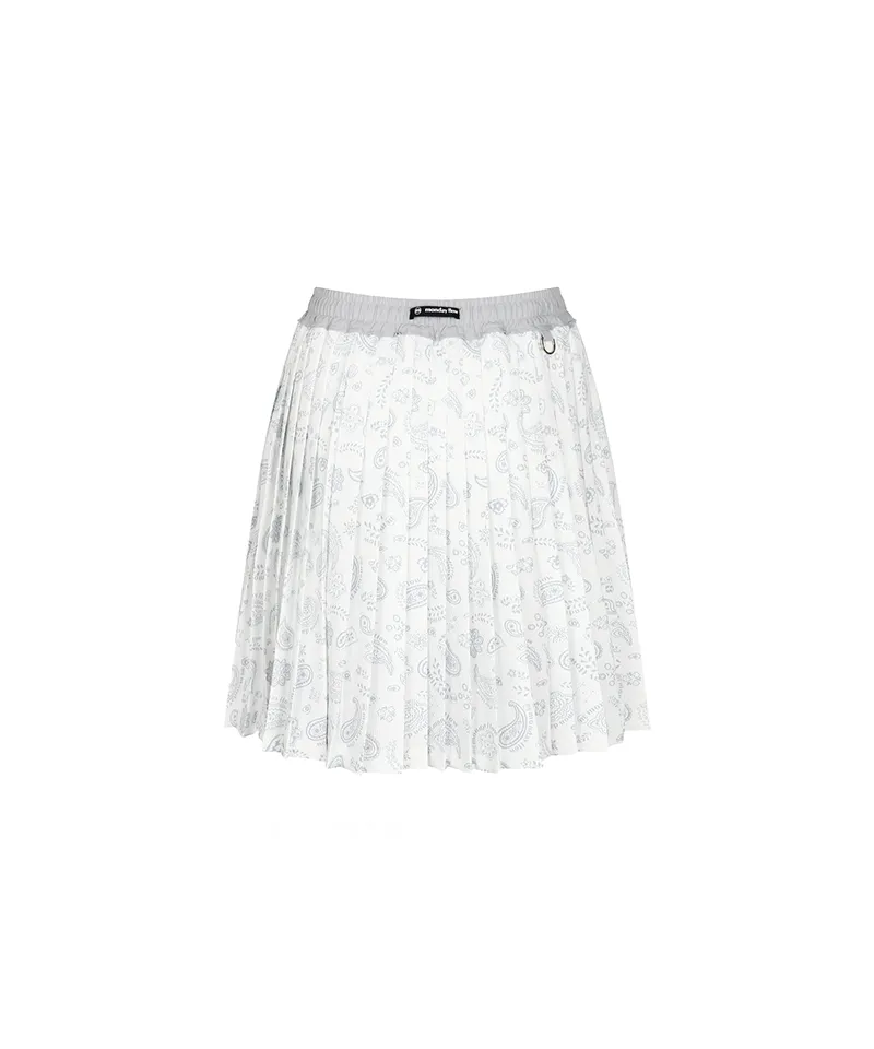 [Warehouse Sale] Monday Flow Paisley Pleated Skirt  - White