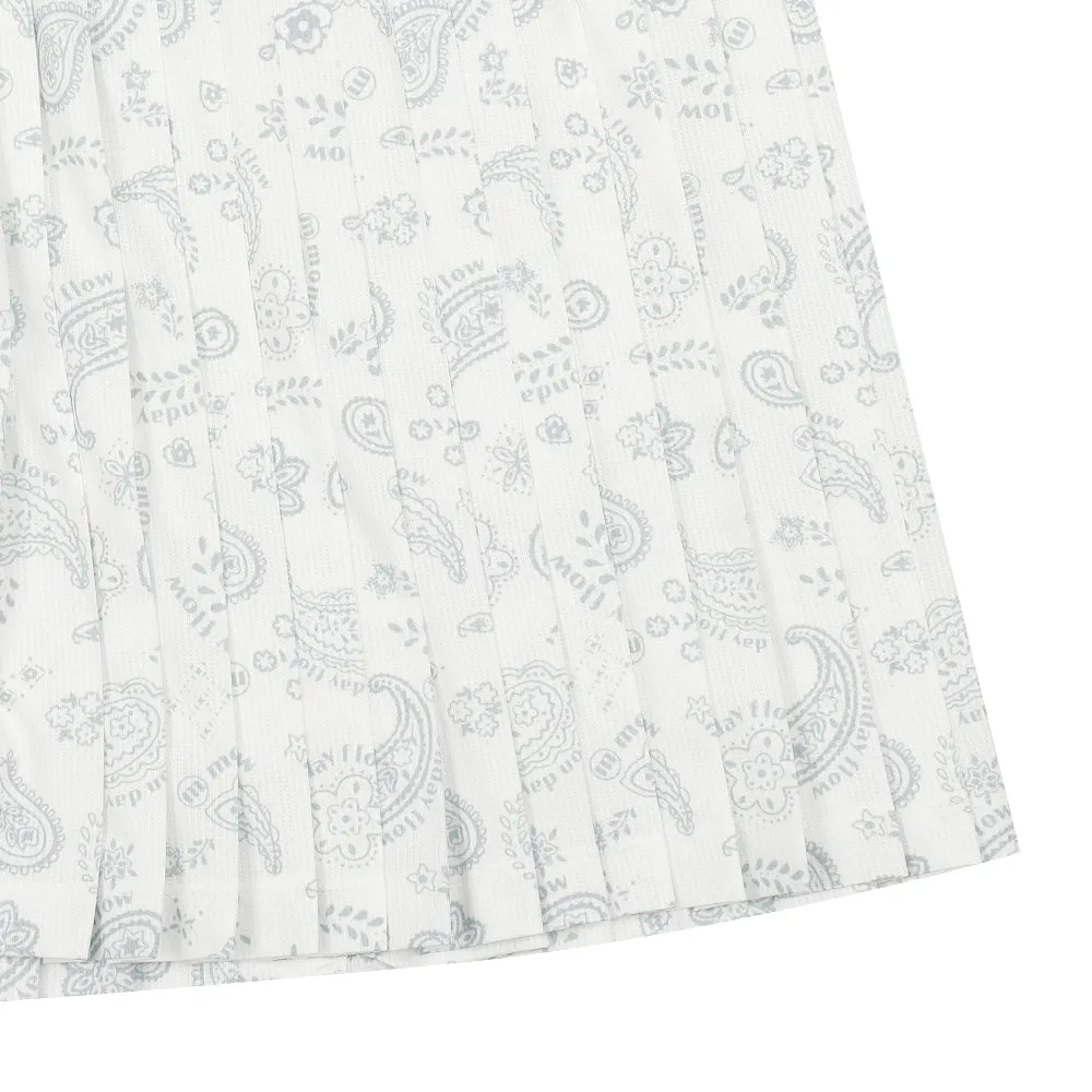 [Warehouse Sale] Monday Flow Paisley Pleated Skirt  - White