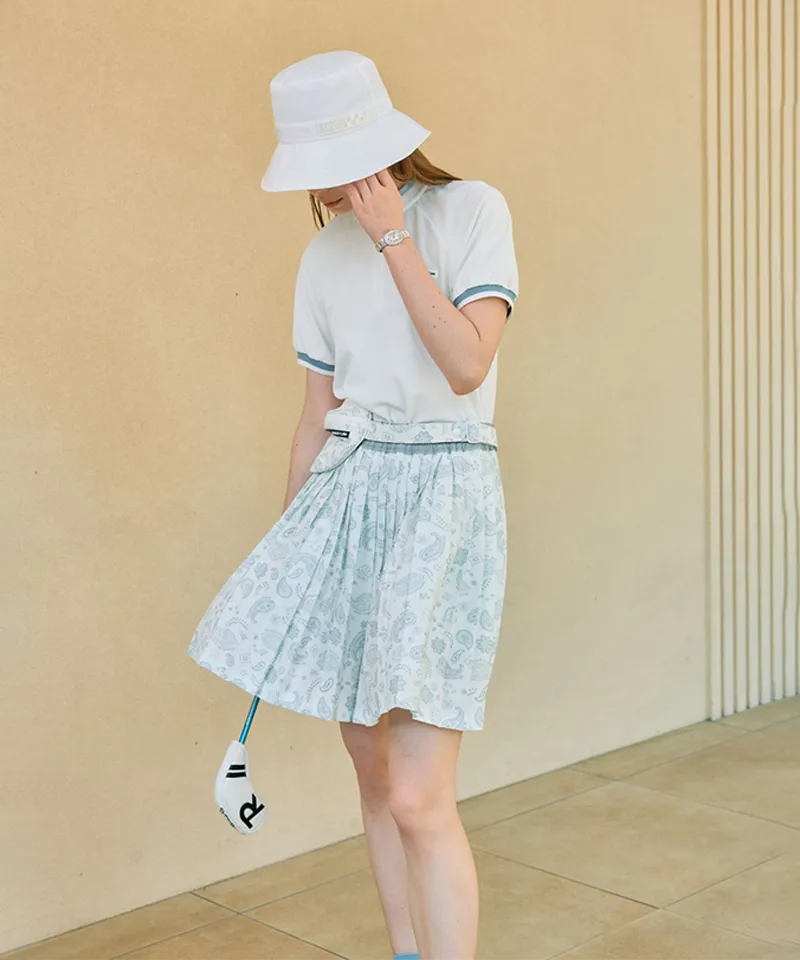 [Warehouse Sale] Monday Flow Paisley Pleated Skirt  - White