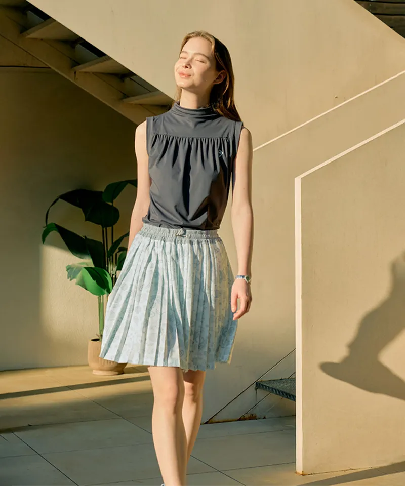 [Warehouse Sale] Monday Flow Paisley Pleated Skirt  - White