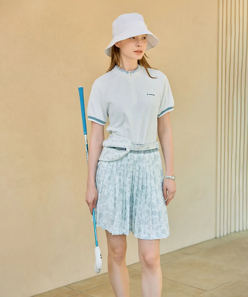 [Warehouse Sale] Monday Flow Paisley Pleated Skirt  - White