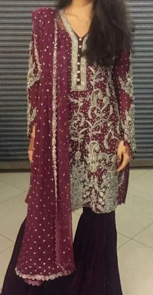 Wedding party dress dabka and pearls work Model#P 148