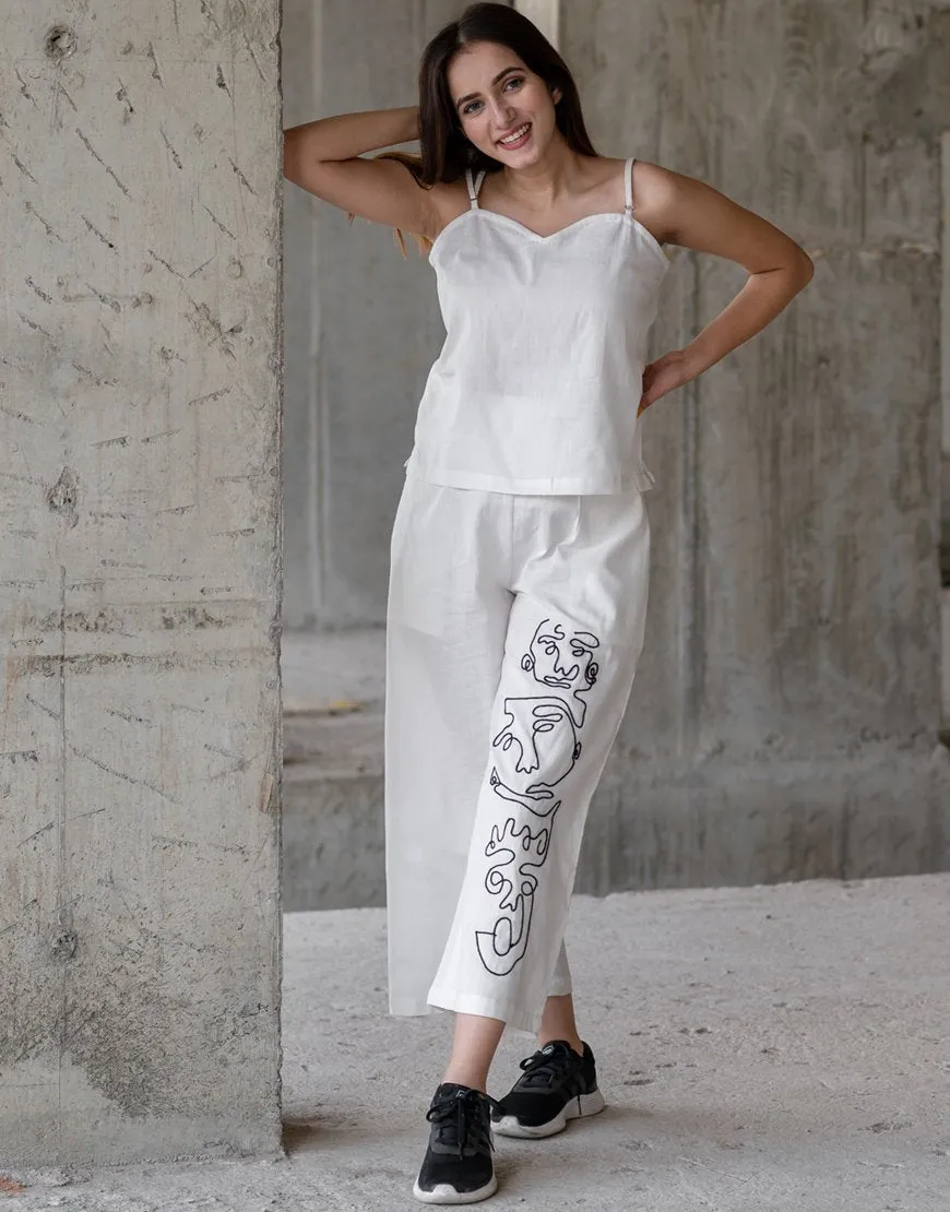 White Artsy Palazzo