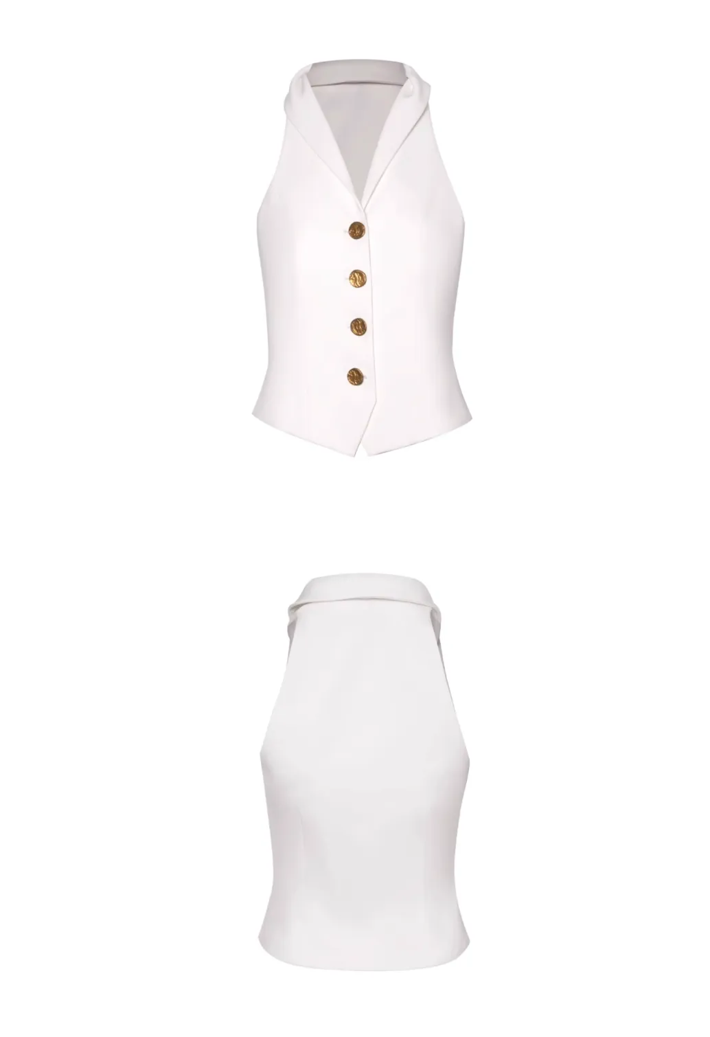 White Buckled Tailored Vest