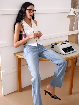 White Buckled Tailored Vest