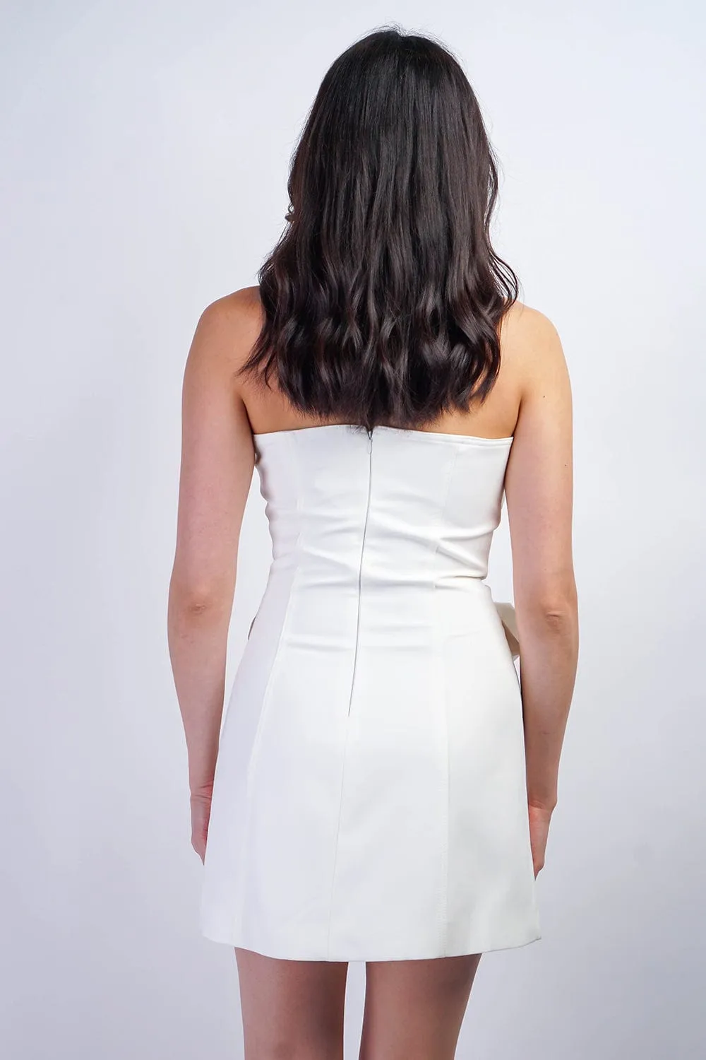 White Rose Strapless Button Front Dress