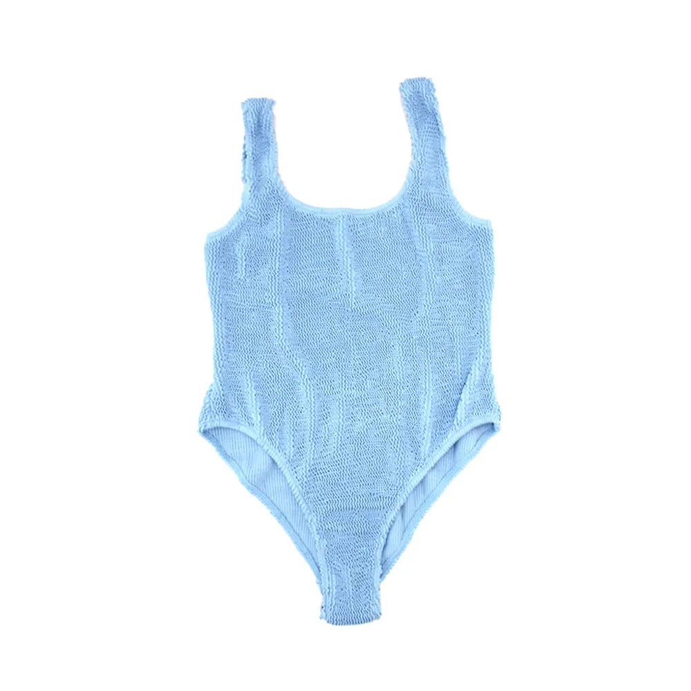 Woman's Crinkle One-Piece Swimsuit | Baby Blue