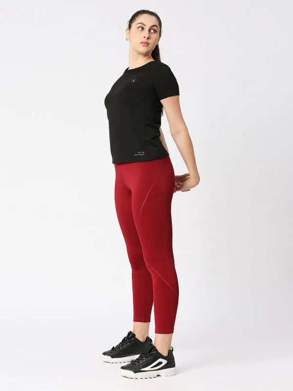 Women Black Solid Top - Crescent Crew-BK